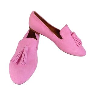 NEW J Crew Pink Suede Tassel Loafers Size 6